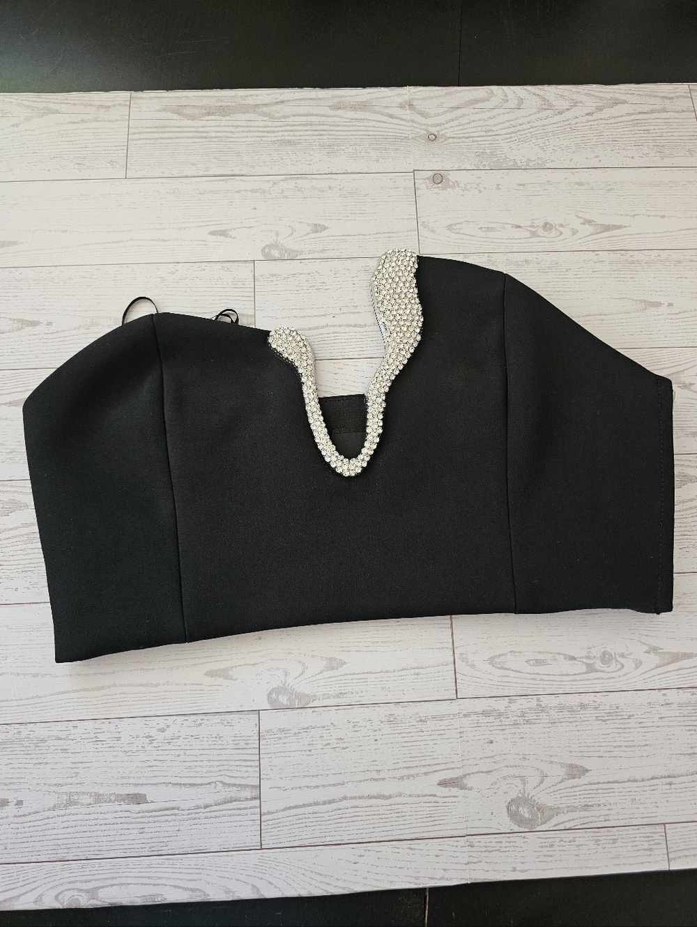 ZARA Black Strapless Top Beaded Neckline Size S New No Tags Side Zip - Picture 2 of 12